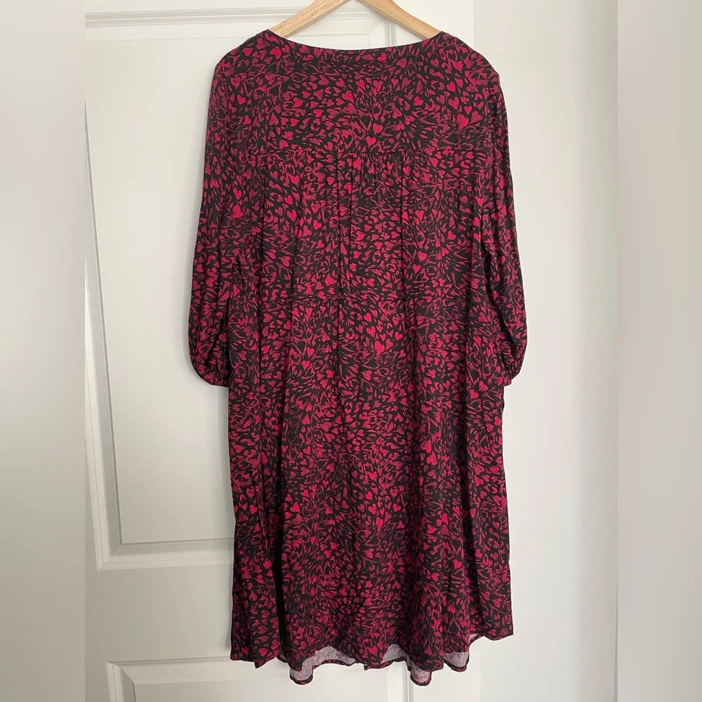 Torrid Red A-Line Midi Dress with V-Neck and Cuffed Sleeves XXL heart Red - Picture 6 of 16